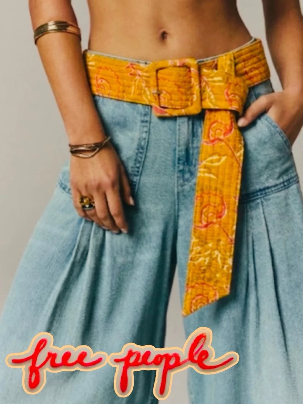 Free People Frisco Long Fabric Belt NWOT O/S